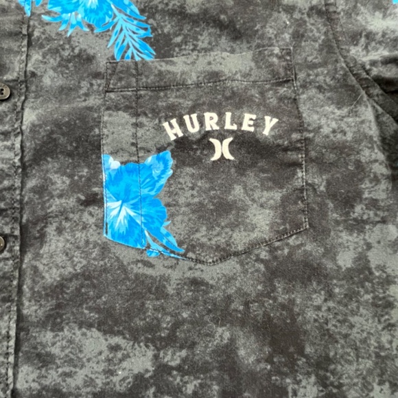 Hurley Shirt Adult Extra Large Black Button Up Blue Floral Casual Outdoor Men - Picture 7 of 12